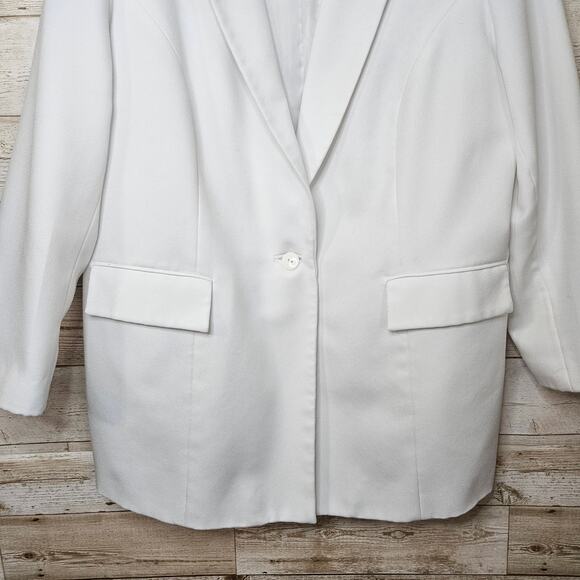 Ben Marc White Blazer Jacket Long Size 18 Vintage Retro Party Formal Wedding - Picture 8 of 11